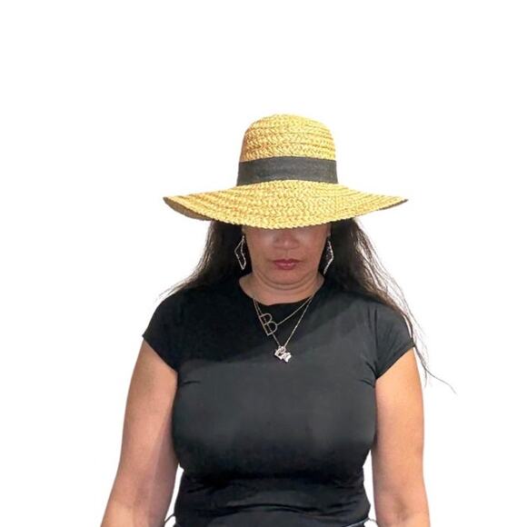 Natural Vintage Bow Back Straw Hat - Picture 1 of 10